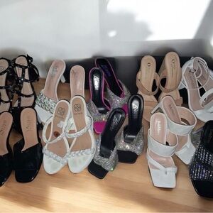 Multiples Women's Heels in Black, White, and Silver